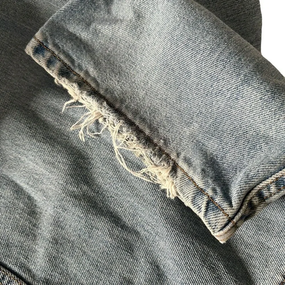 Levis 505 Regular‎ Fit Mens Blue Jeans Size 36 x 32 Distressed Grunge Fray Hem